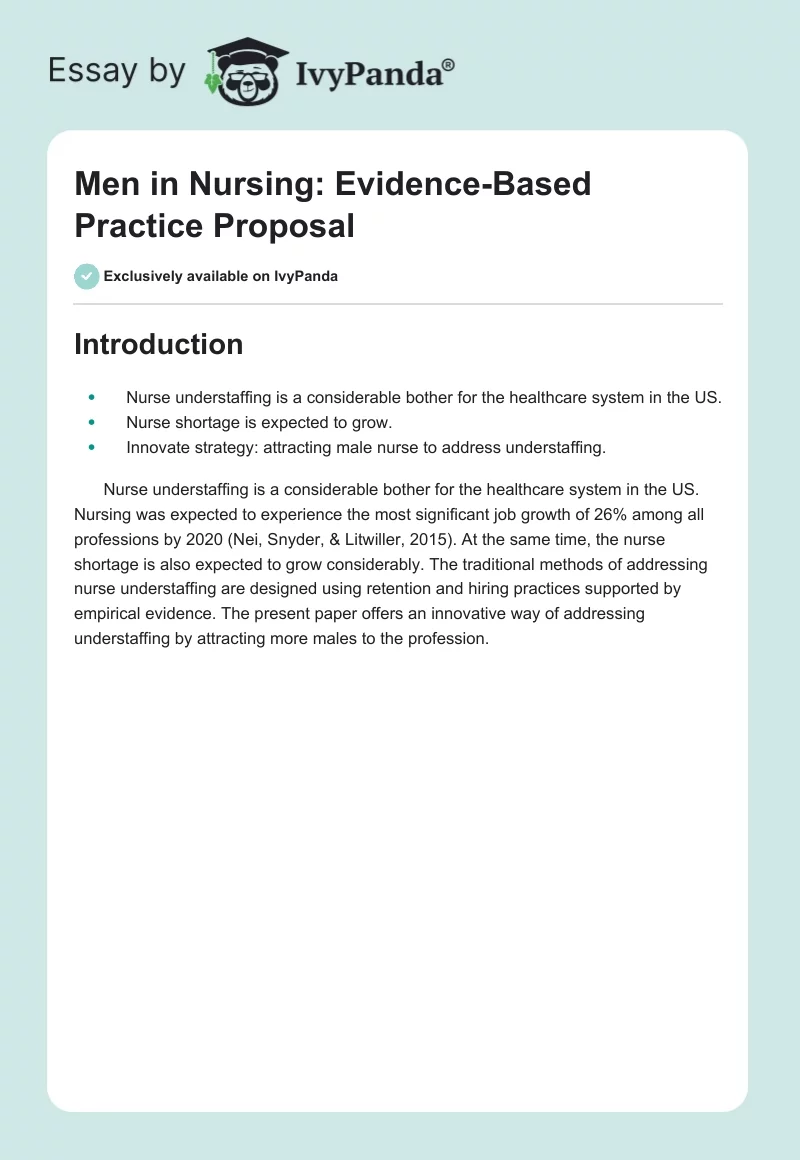 Men in Nursing: Evidence-Based Practice Proposal. Page 1