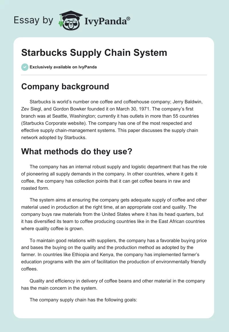Starbucks Supply Chain System. Page 1
