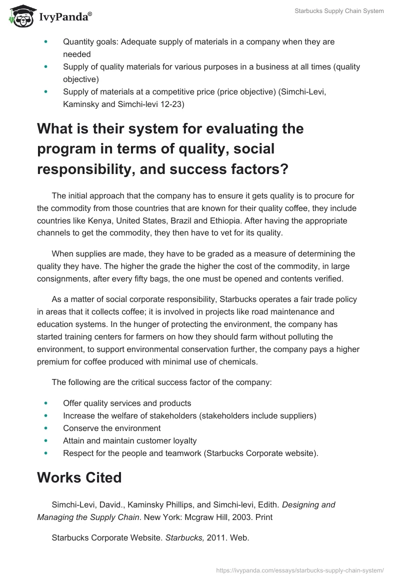 Starbucks Supply Chain System. Page 2