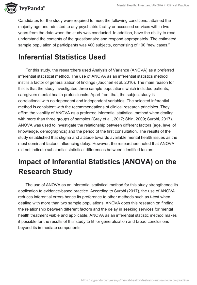 Mental Health: T-Test and ANOVA in Clinical Practice. Page 2