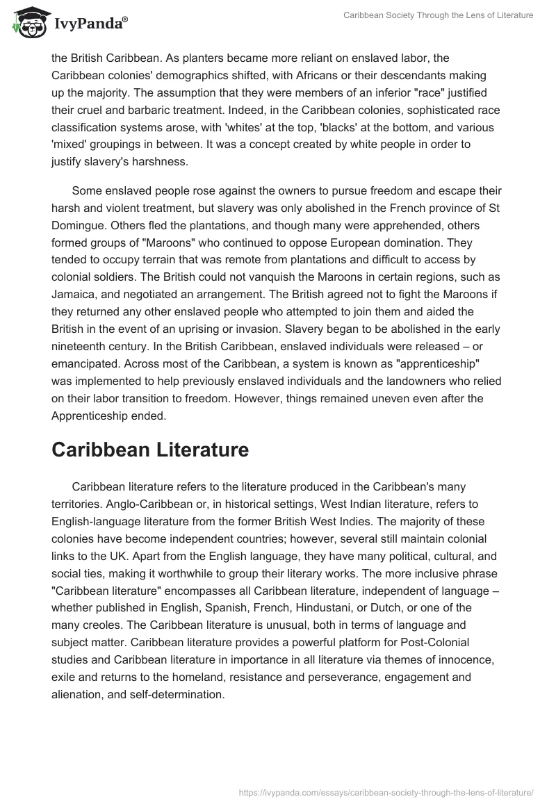 Caribbean Society Through the Lens of Literature. Page 2