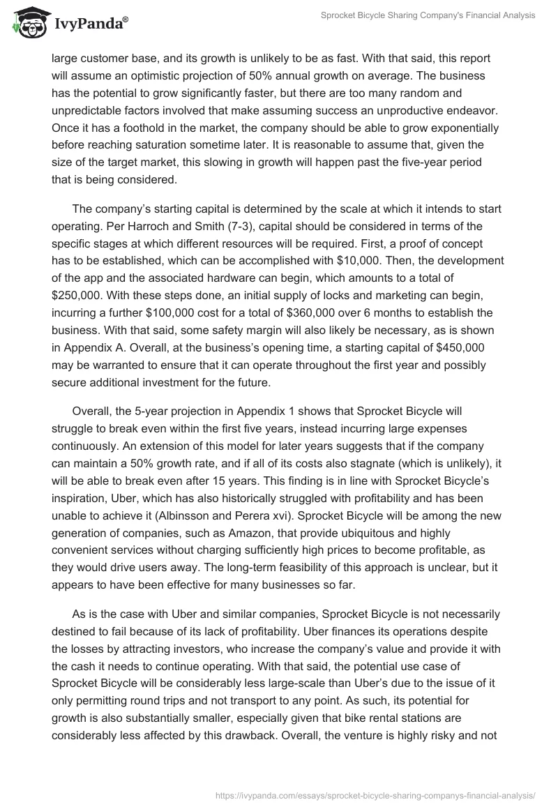 Sprocket Bicycle Sharing Company's Financial Analysis. Page 2