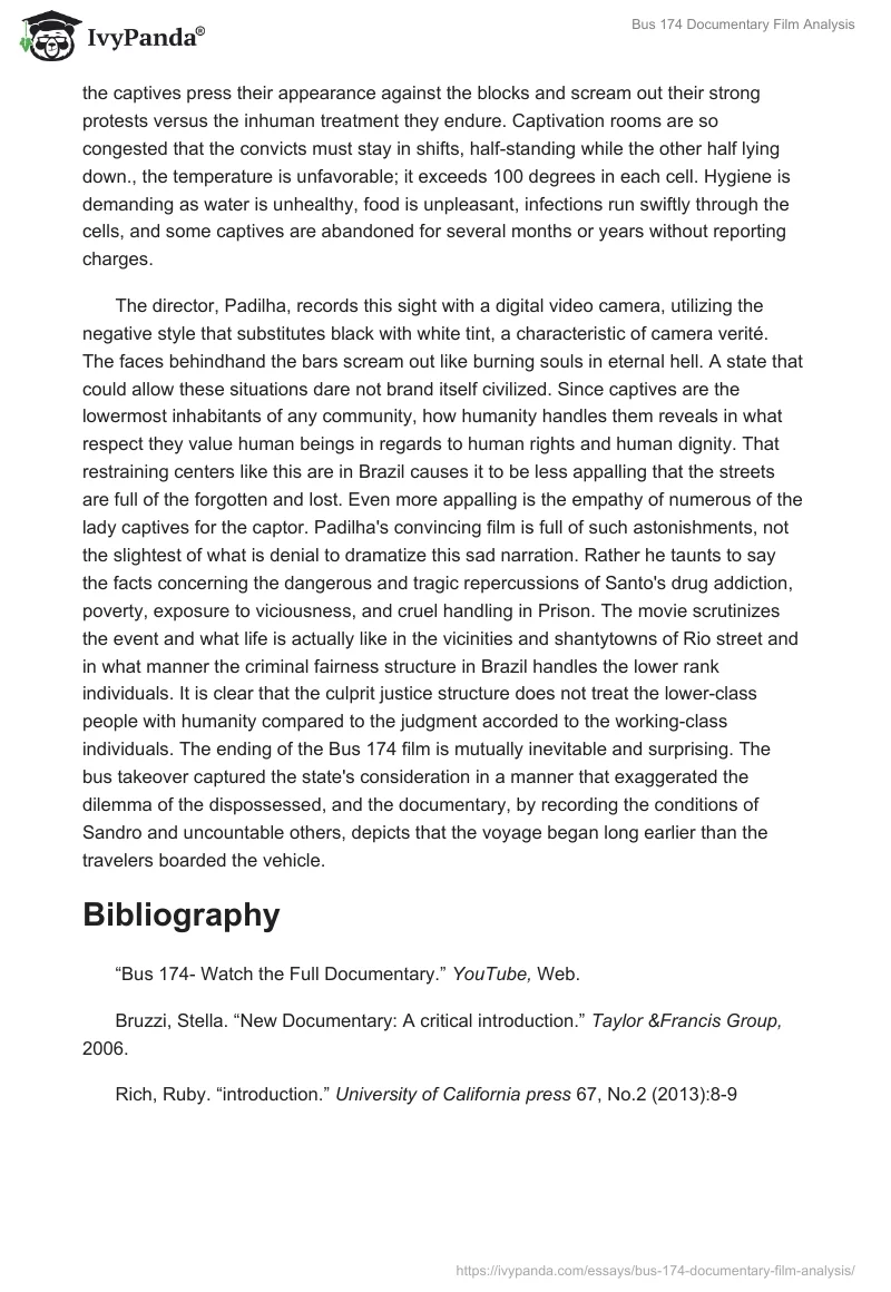 Bus 174 Documentary Film Analysis. Page 2