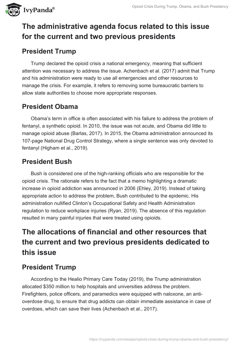Opioid Crisis During Trump, Obama, and Bush Presidency. Page 2