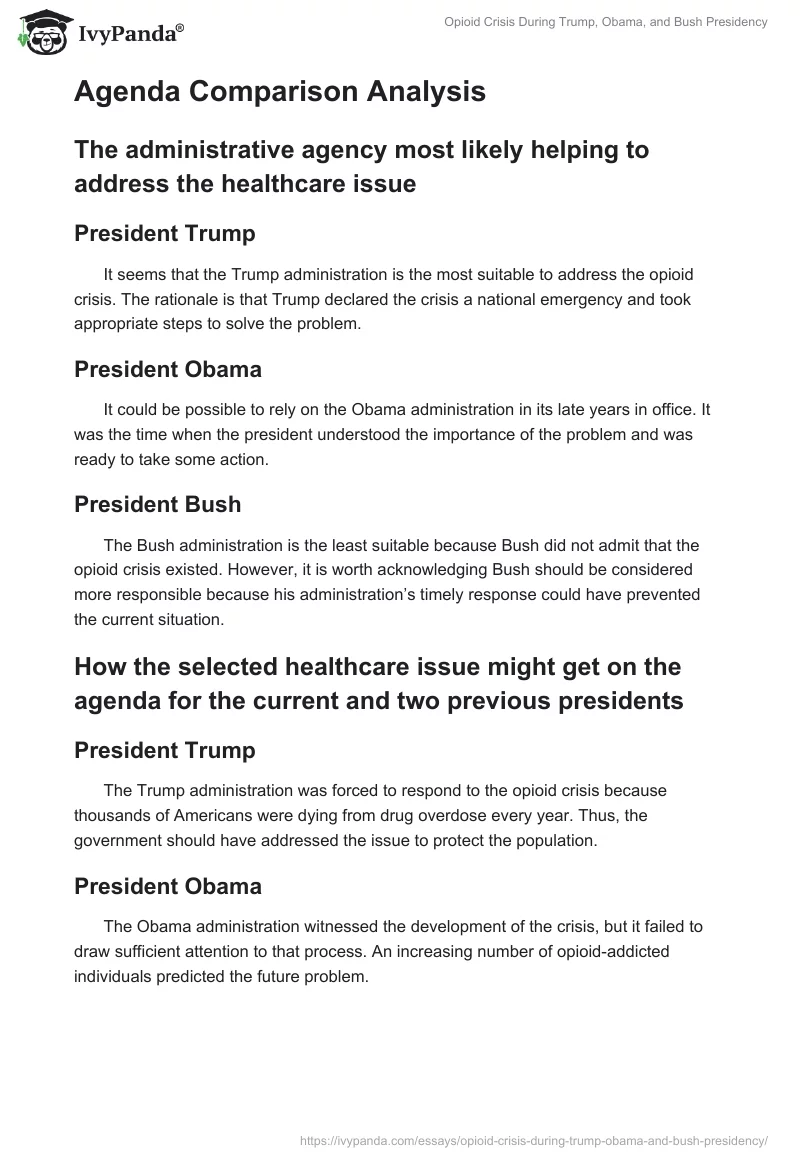 Opioid Crisis During Trump, Obama, and Bush Presidency. Page 4