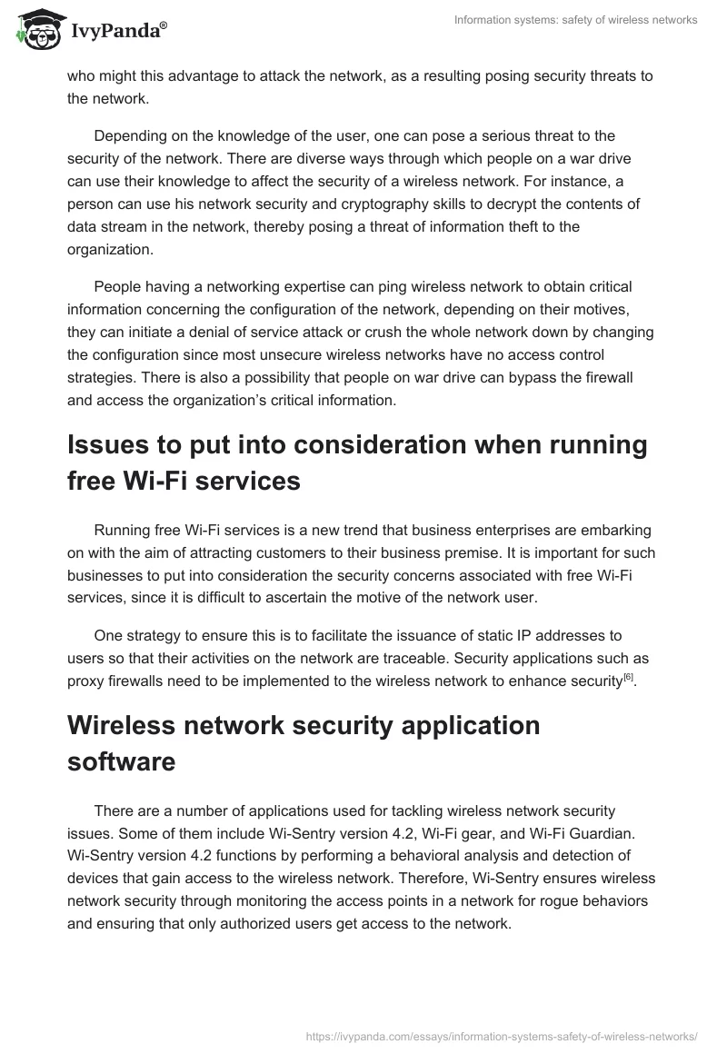 Information systems: safety of wireless networks. Page 5