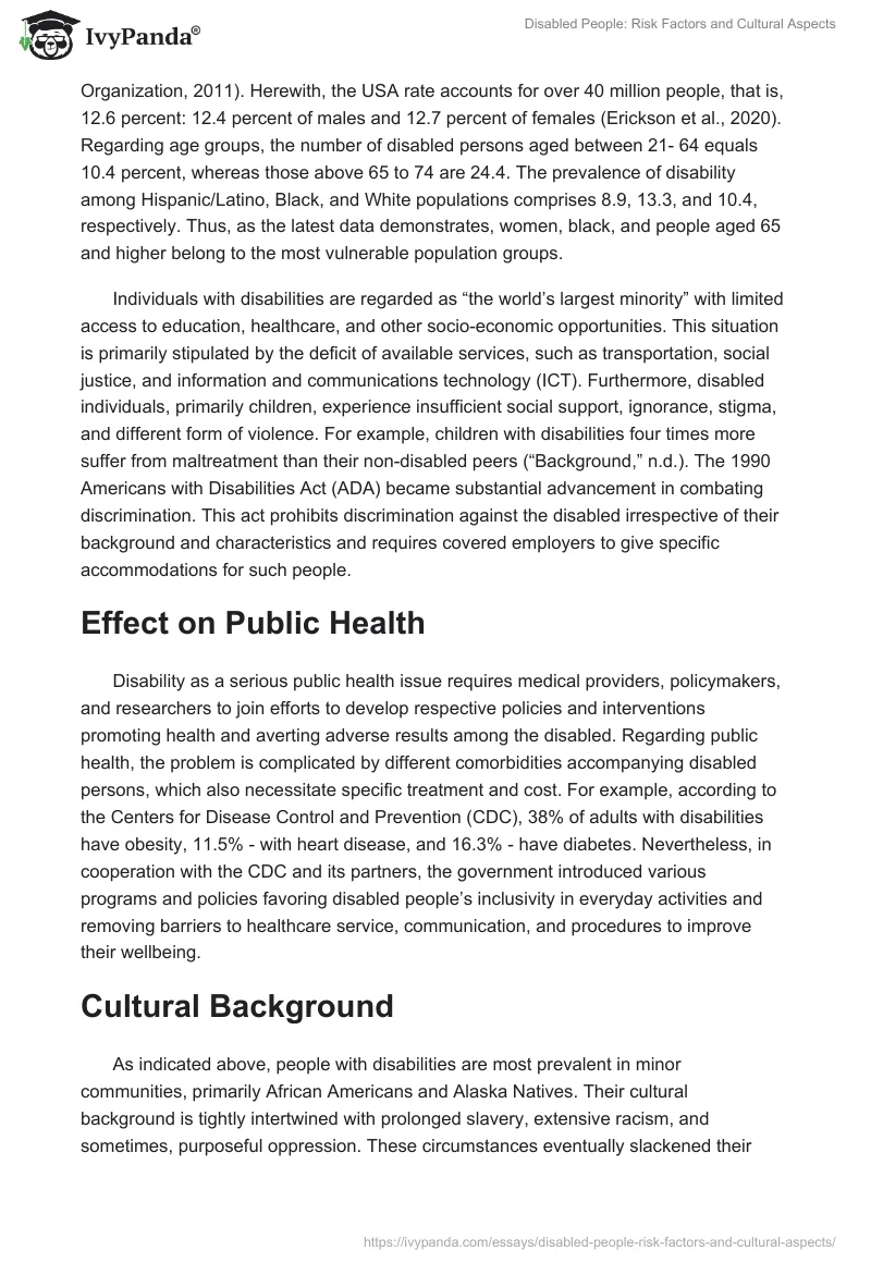 Disabled People: Risk Factors and Cultural Aspects. Page 2