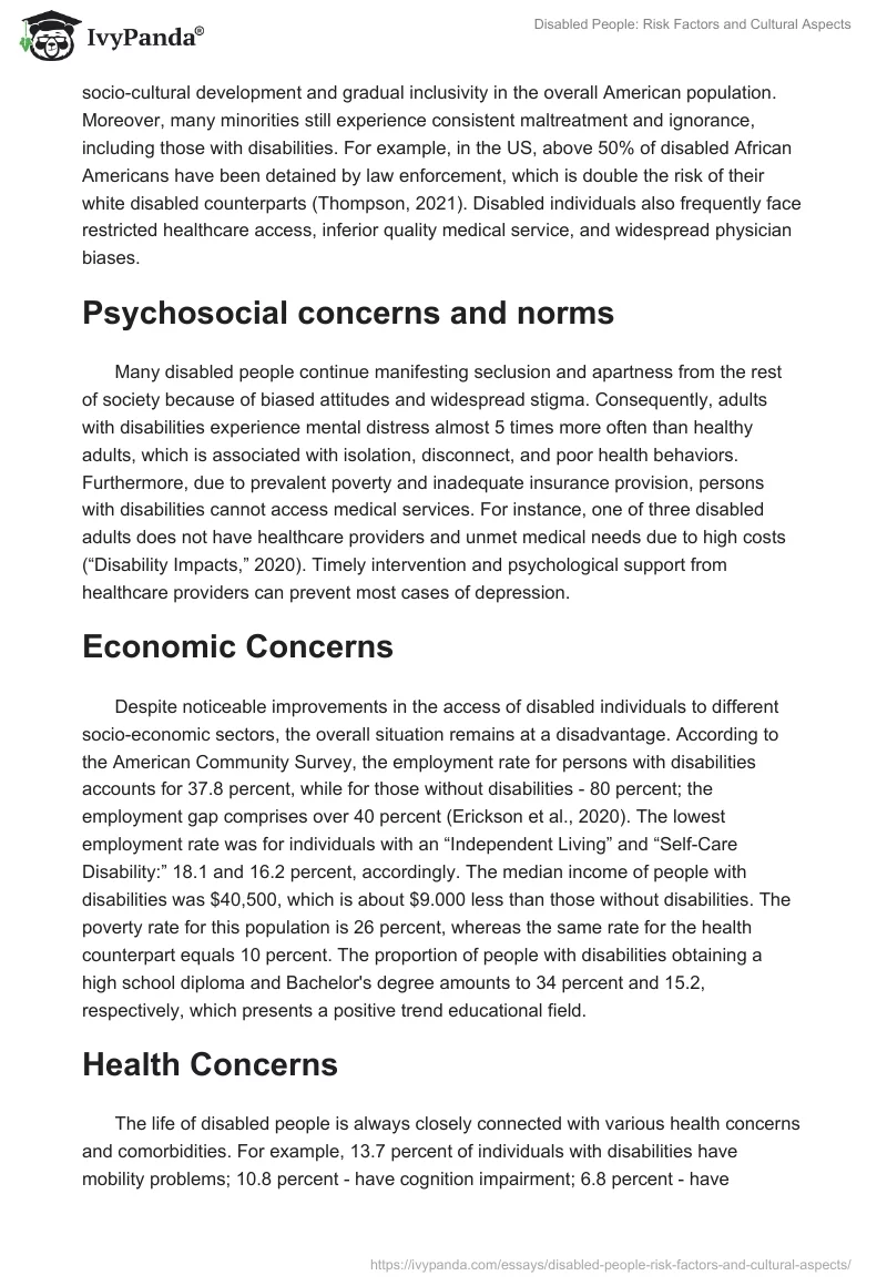 Disabled People: Risk Factors and Cultural Aspects. Page 3