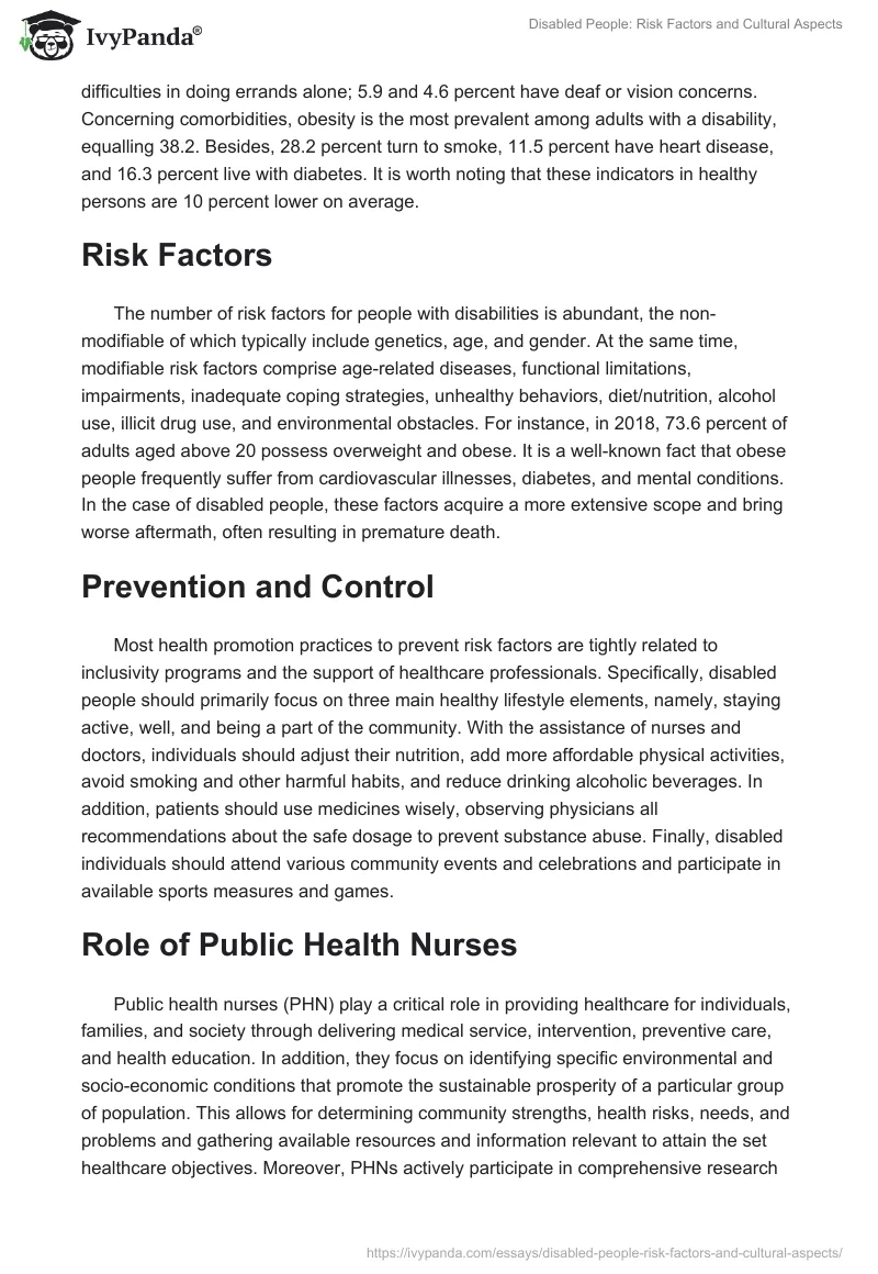 Disabled People: Risk Factors and Cultural Aspects. Page 4