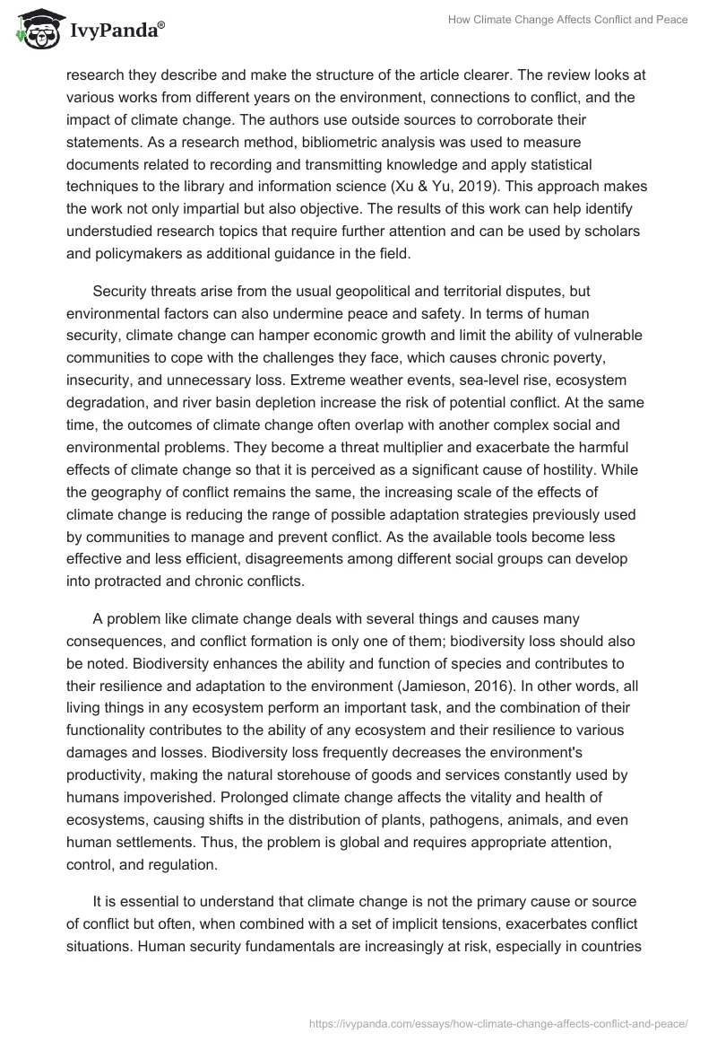 How Climate Change Affects Conflict and Peace. Page 2