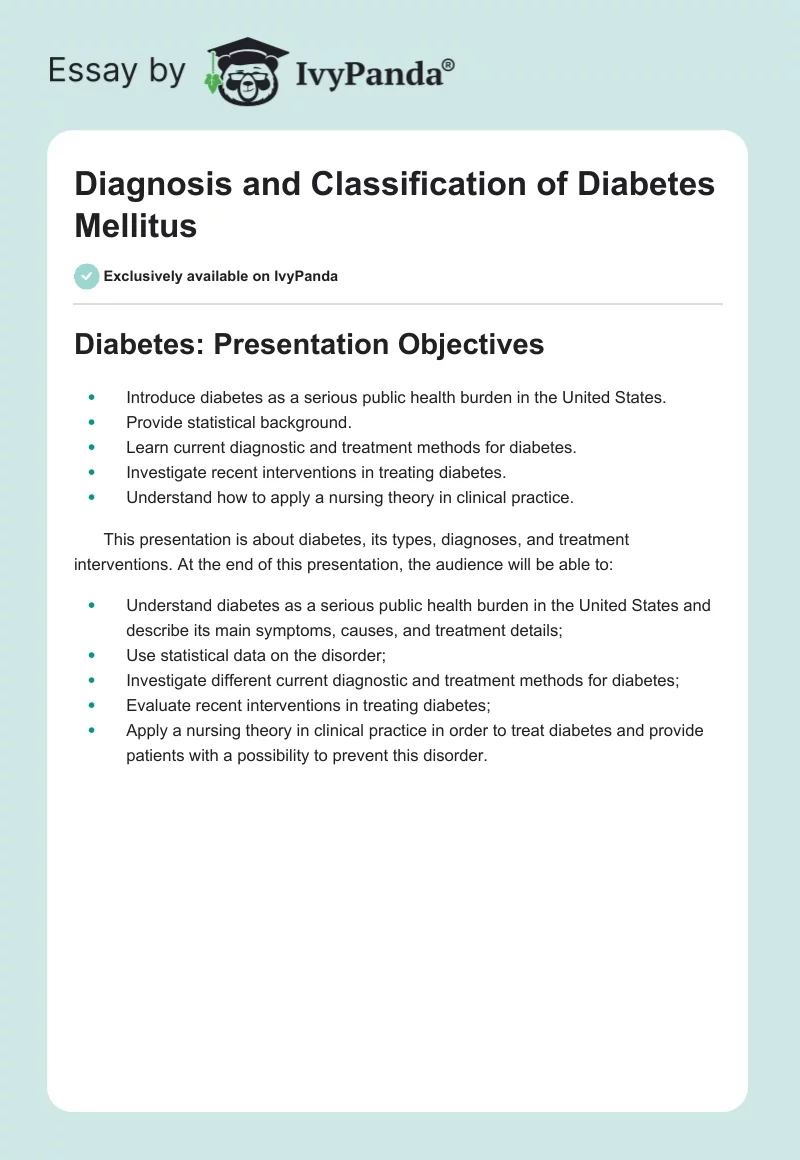 Diagnosis and Classification of Diabetes Mellitus. Page 1