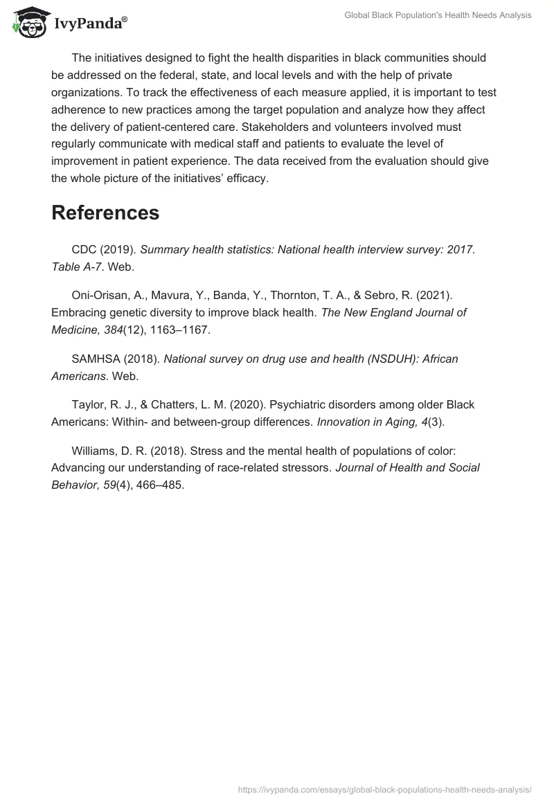 Global Black Population's Health Needs Analysis. Page 3