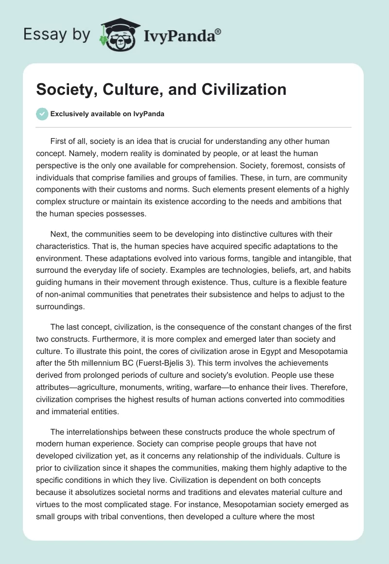 Society, Culture, and Civilization. Page 1