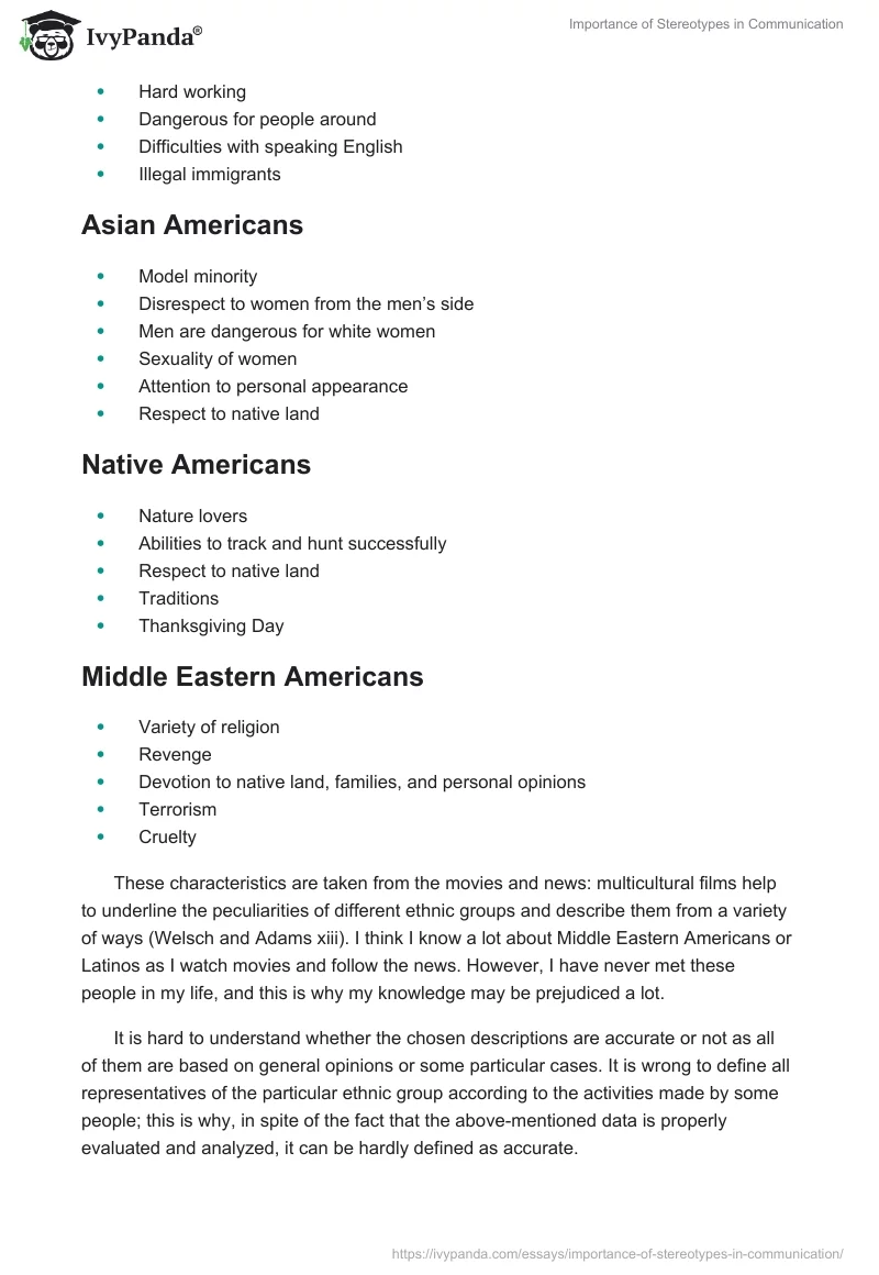 Importance of Stereotypes in Communication. Page 2