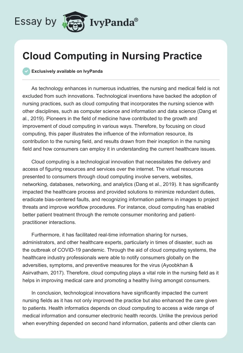 Cloud Computing in Nursing Practice. Page 1