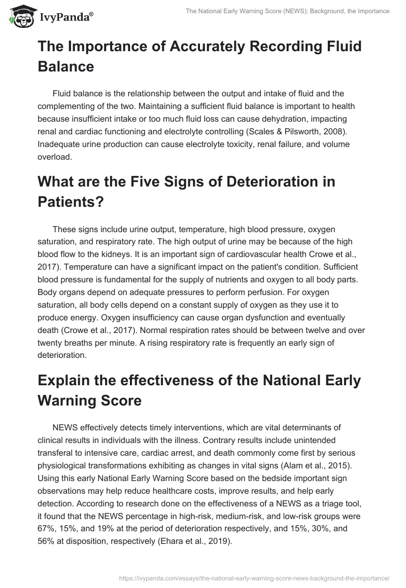 The National Early Warning Score (NEWS): Background, the Importance. Page 2