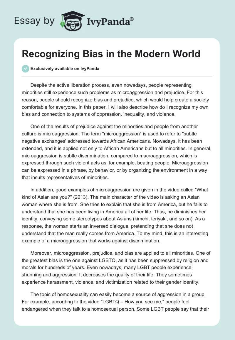 Recognizing Bias in the Modern World. Page 1