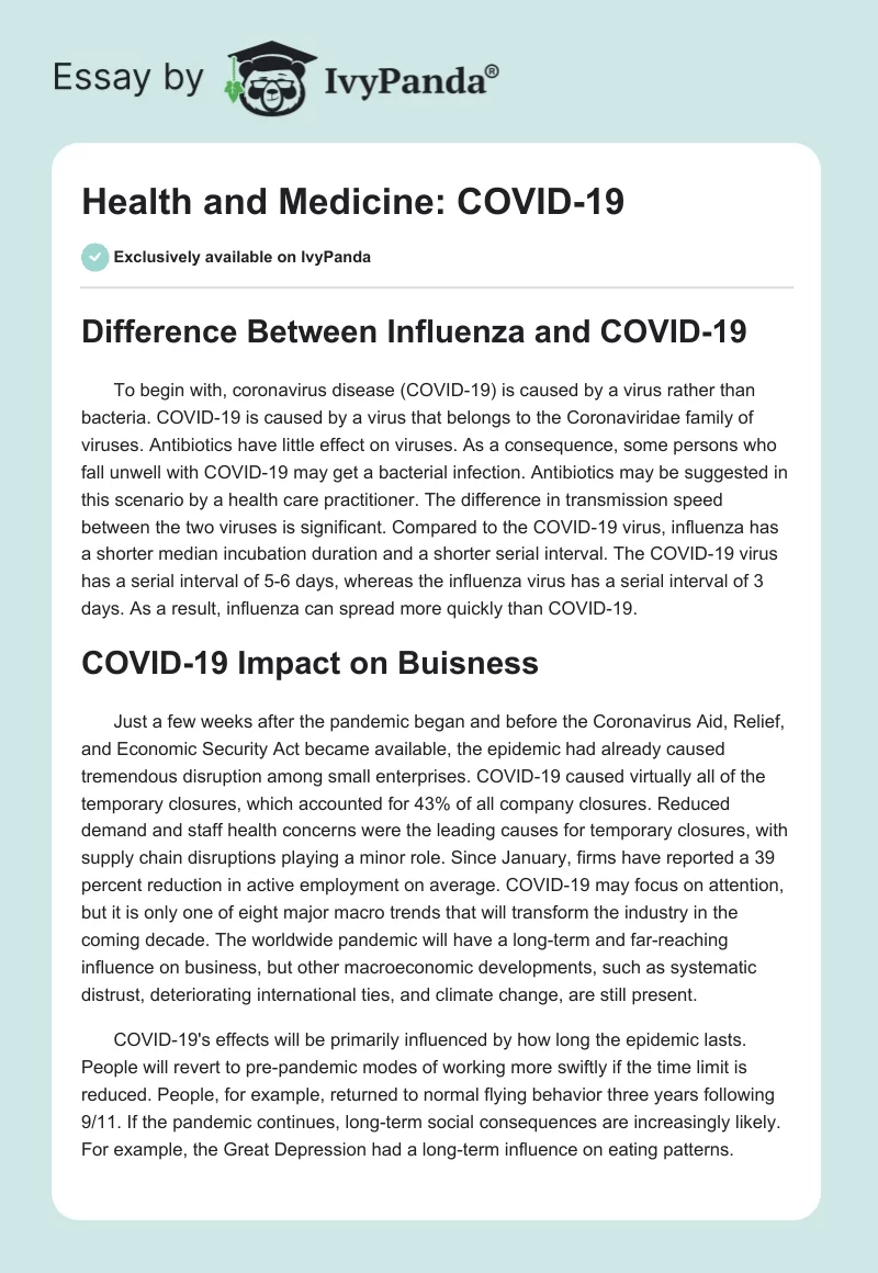 Health and Medicine: COVID-19. Page 1