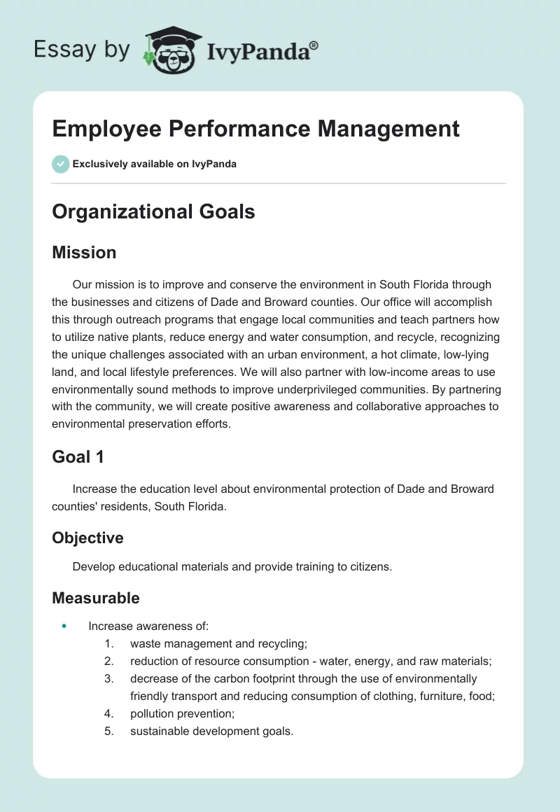 Employee Performance Management - 1715 Words | Assessment Example