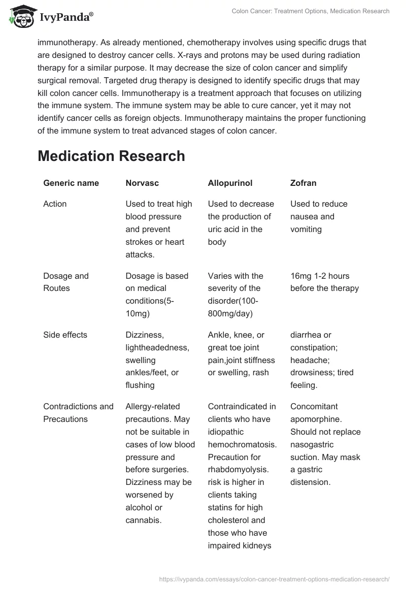 Colon Cancer: Treatment Options, Medication Research. Page 3