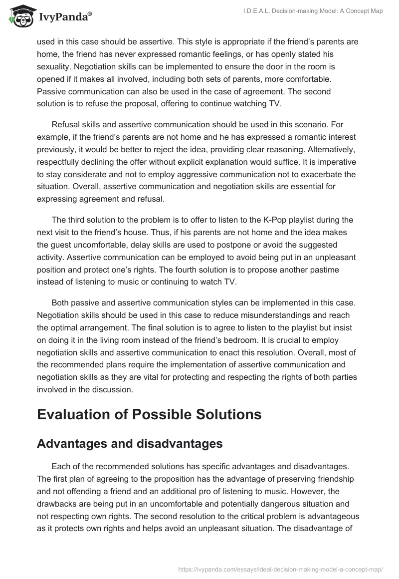 I.D.E.A.L. Decision-making Model: A Concept Map. Page 2