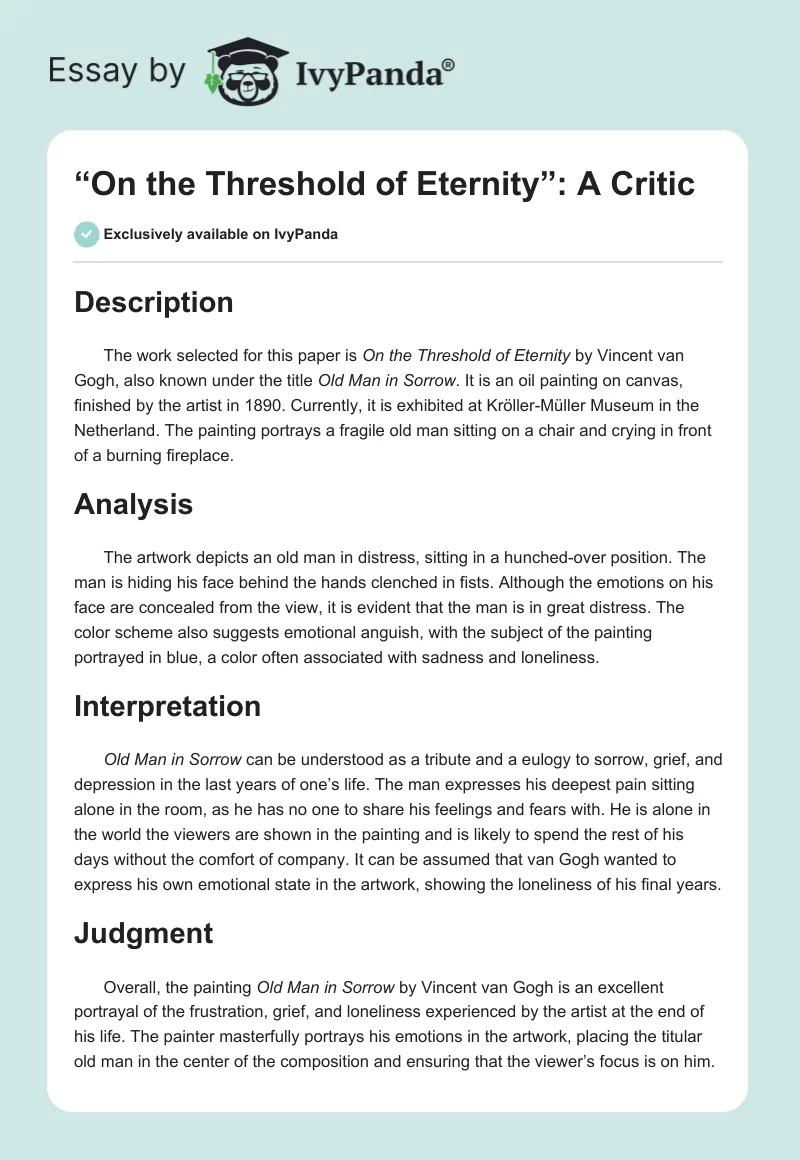 “On the Threshold of Eternity”: A Critic. Page 1