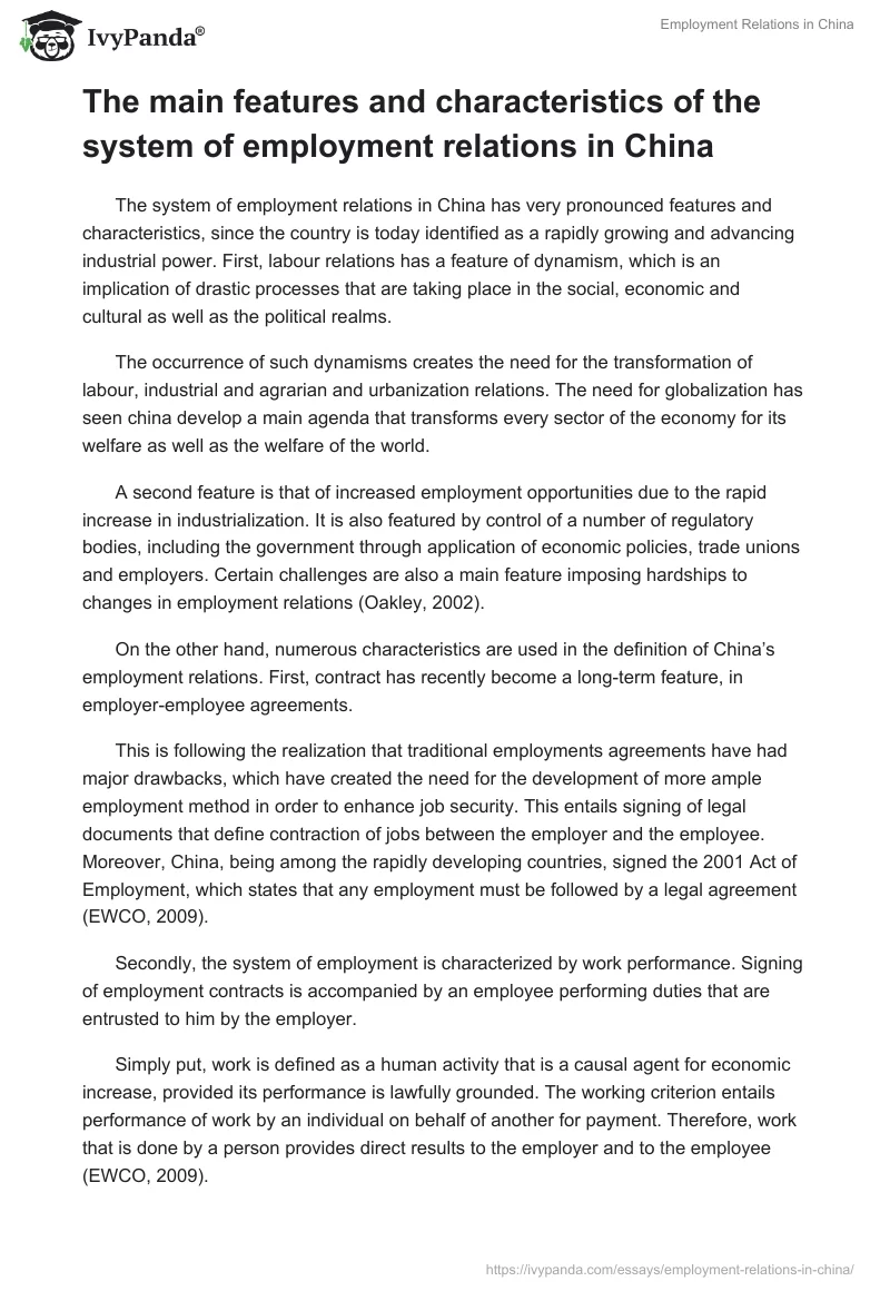 Employment Relations in China. Page 2