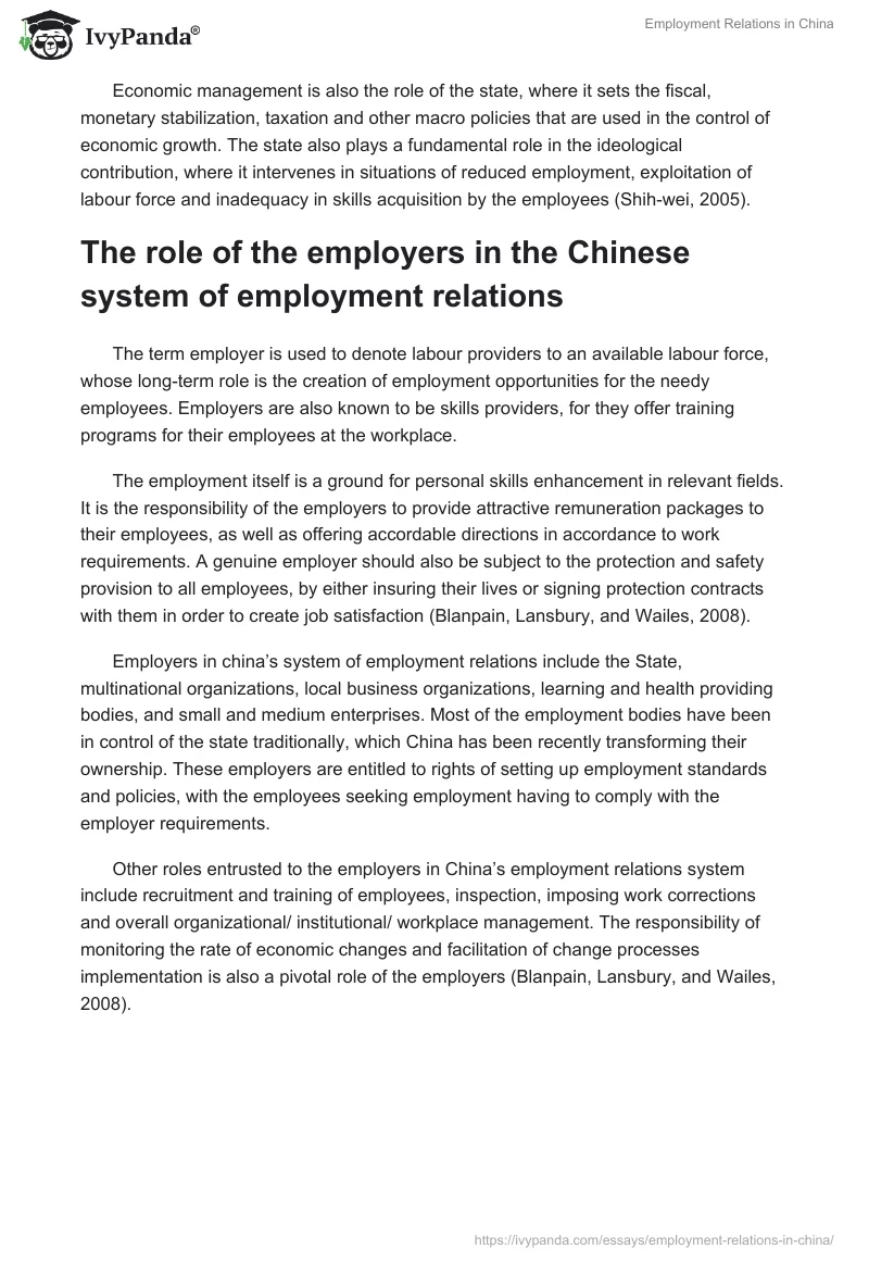 Employment Relations in China. Page 4