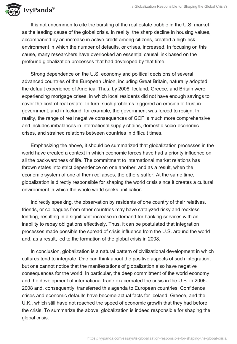 Is Globalization Responsible for Shaping the Global Crisis?. Page 2
