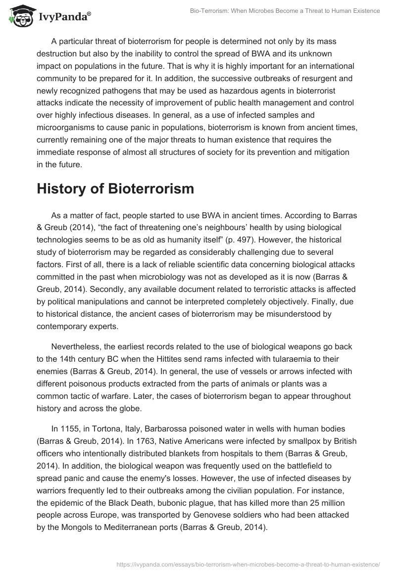 Bio-Terrorism: When Microbes Become a Threat to Human Existence. Page 2