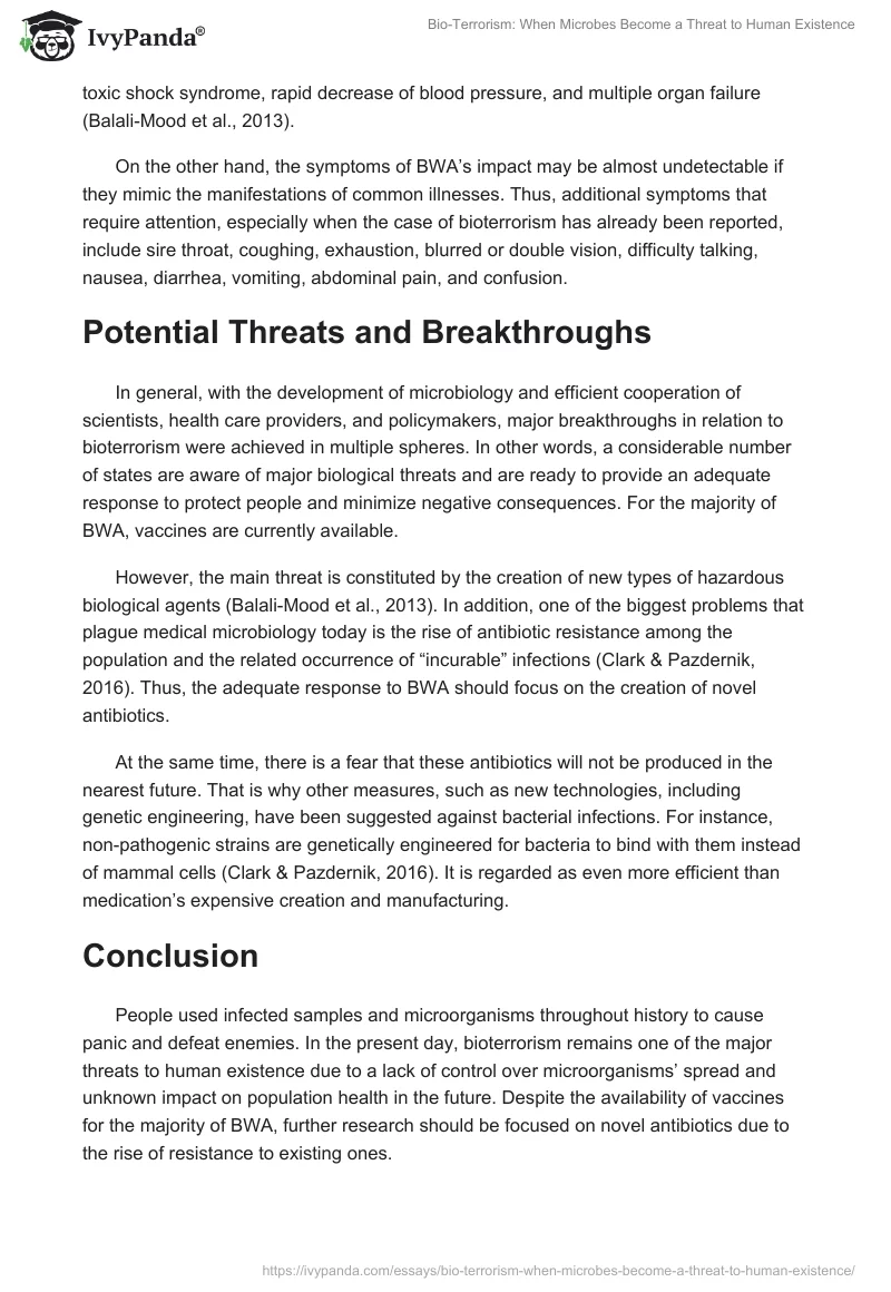 Bio-Terrorism: When Microbes Become a Threat to Human Existence. Page 4