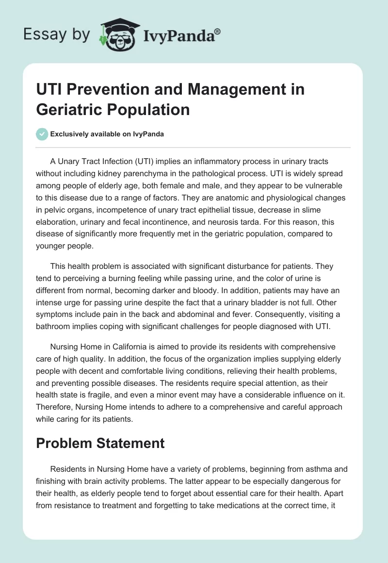 UTI Prevention and Management in Geriatric Population. Page 1
