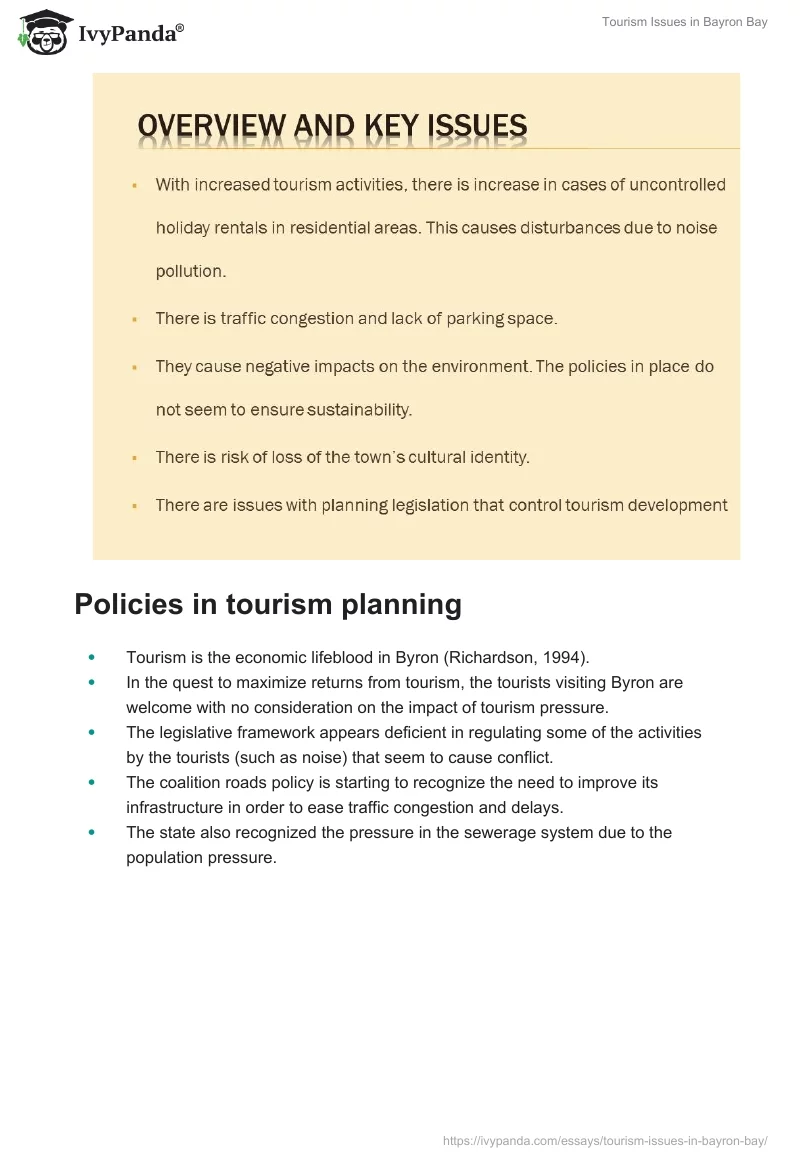 Tourism Issues in Bayron Bay. Page 4