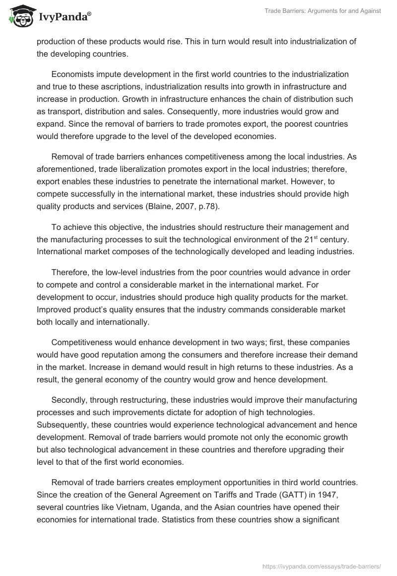 Trade Barriers: Arguments For and Against. Page 2