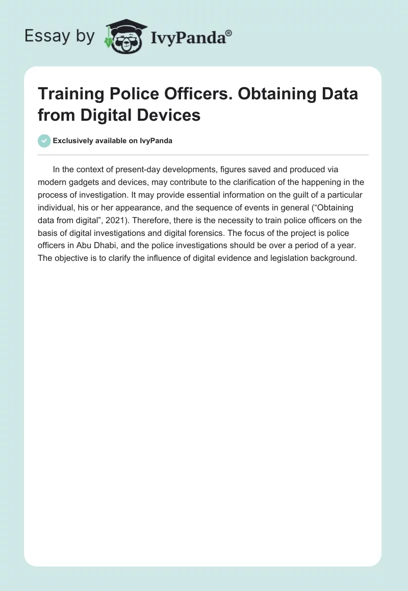 Training Police Officers. Obtaining Data From Digital Devices. Page 1