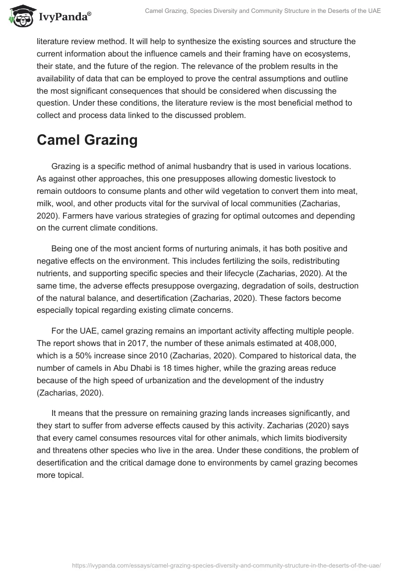 Camel Grazing, Species Diversity and Community Structure in the Deserts of the UAE. Page 3