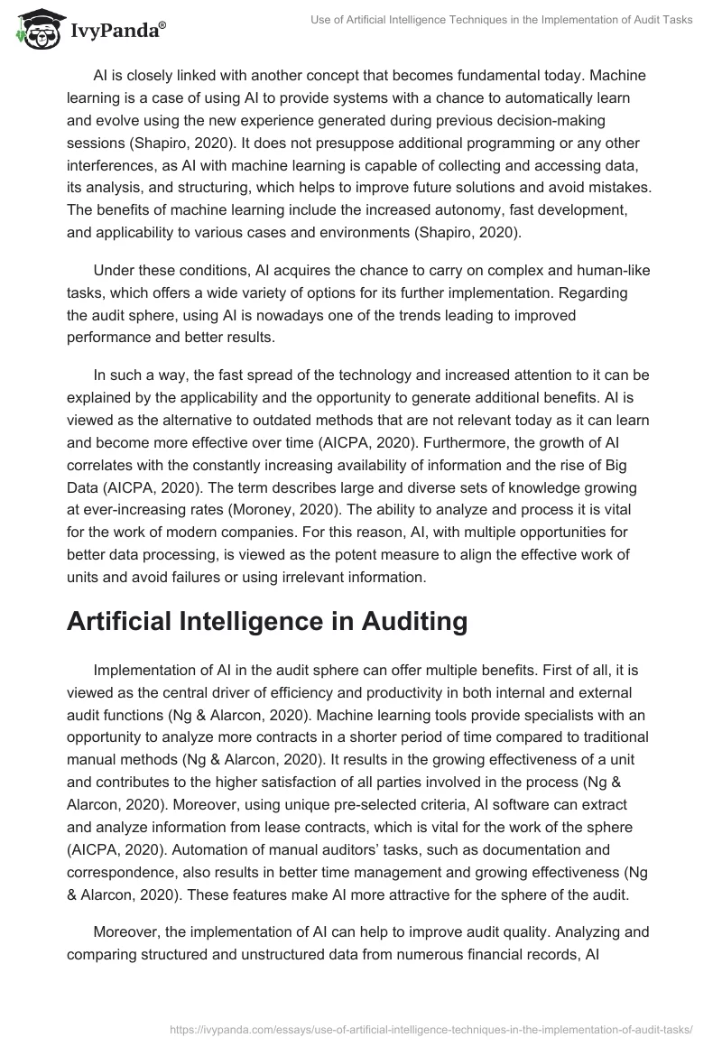 Use of Artificial Intelligence Techniques in the Implementation of Audit Tasks. Page 2