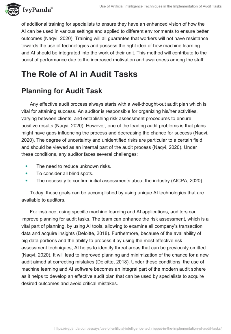 Use of Artificial Intelligence Techniques in the Implementation of Audit Tasks. Page 4