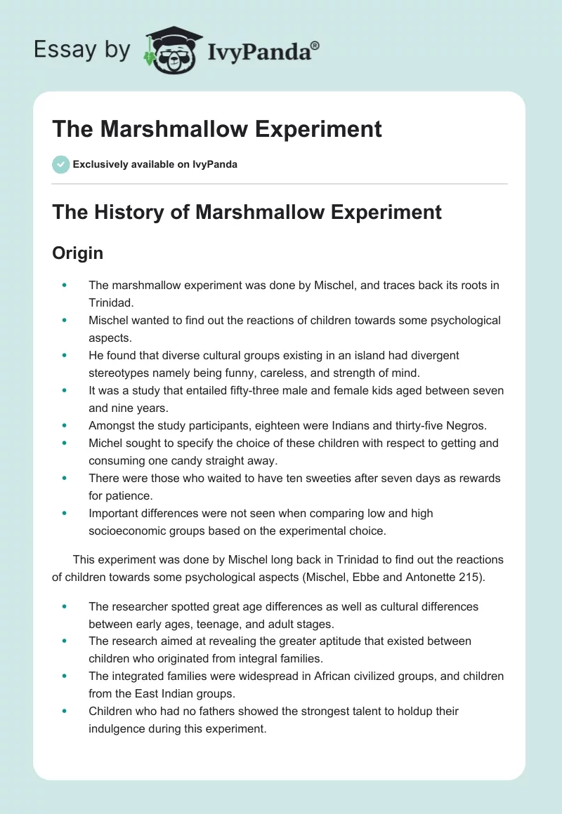 The Marshmallow Experiment. Page 1