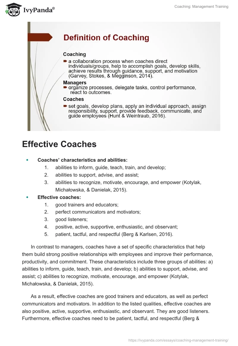 Coaching: Management Training. Page 2