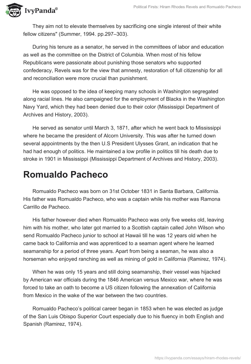 Political Firsts: Hiram Rhodes Revels and Romualdo Pacheco. Page 3