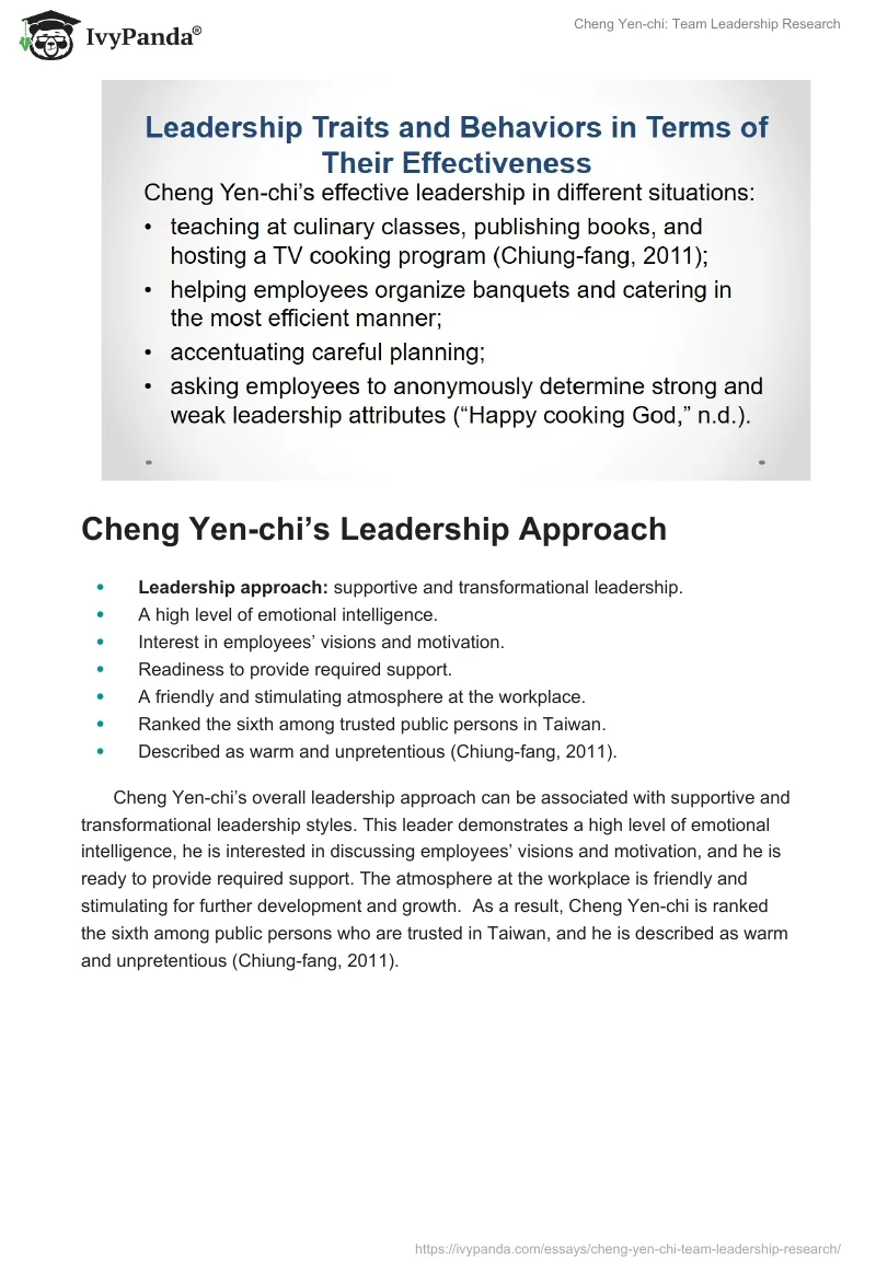 Cheng Yen-chi: Team Leadership Research. Page 3