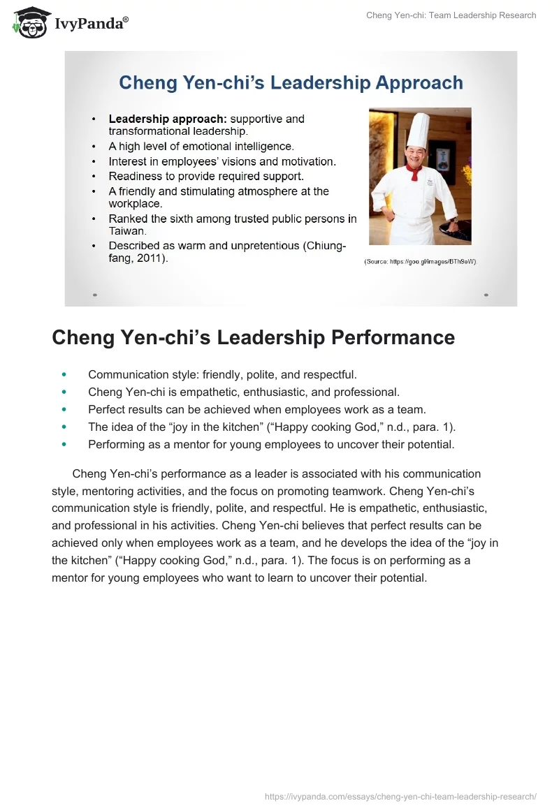 Cheng Yen-chi: Team Leadership Research. Page 4