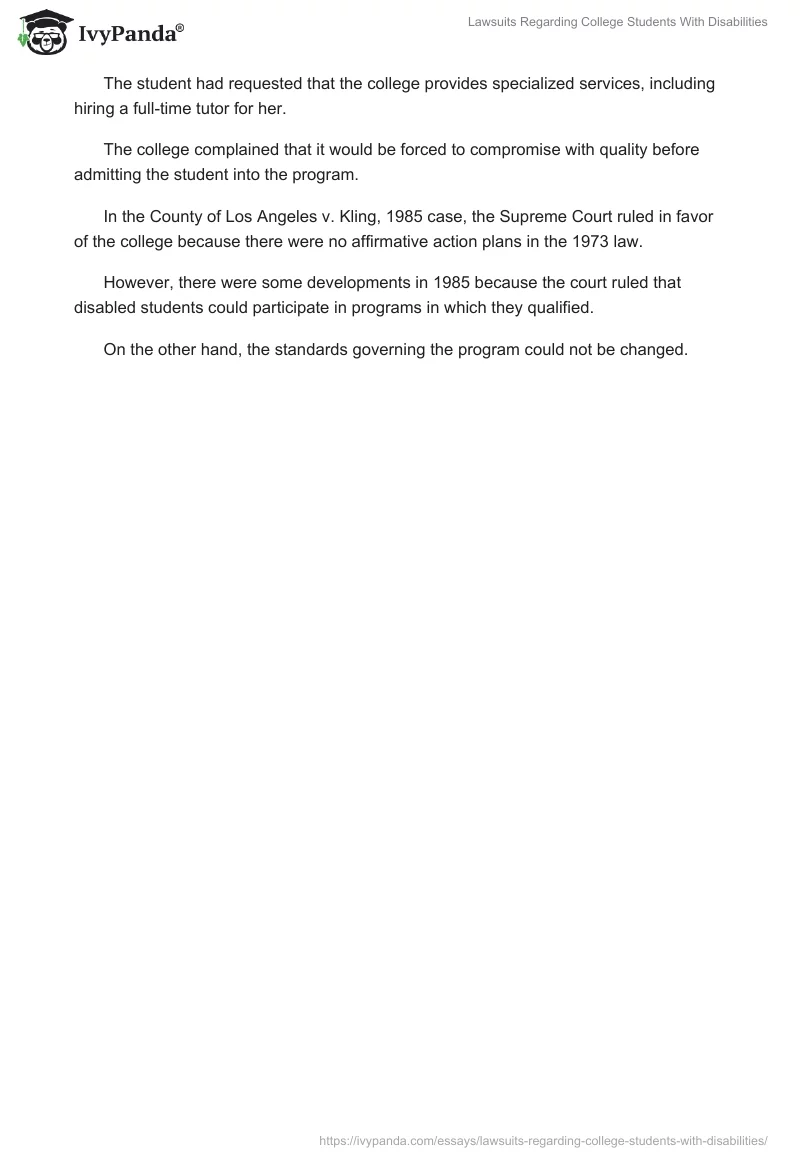 Lawsuits Regarding College Students With Disabilities. Page 3