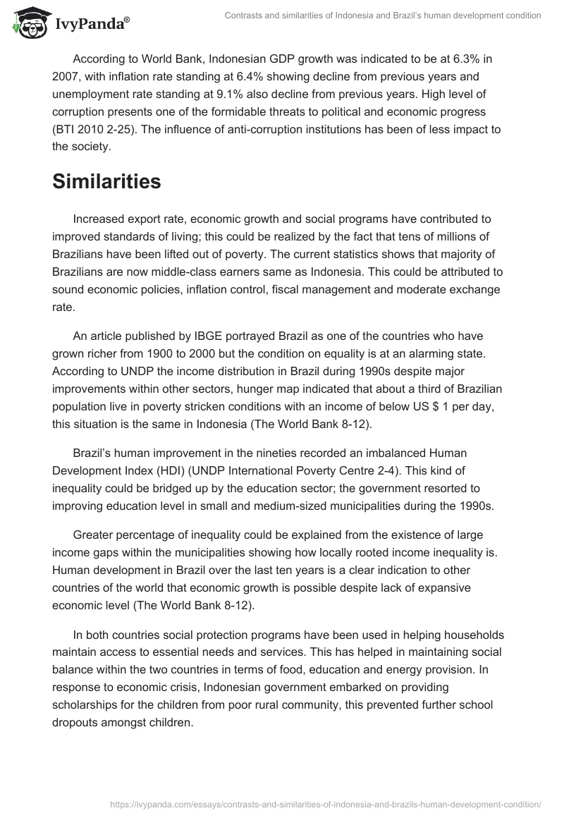 Contrasts and similarities of Indonesia and Brazil’s human development condition. Page 2