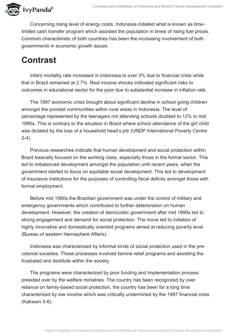 Contrasts and similarities of Indonesia and Brazil’s human development condition. Page 3