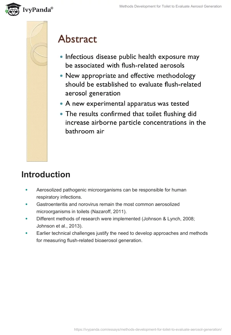 Methods Development for Toilet to Evaluate Aerosol Generation. Page 2