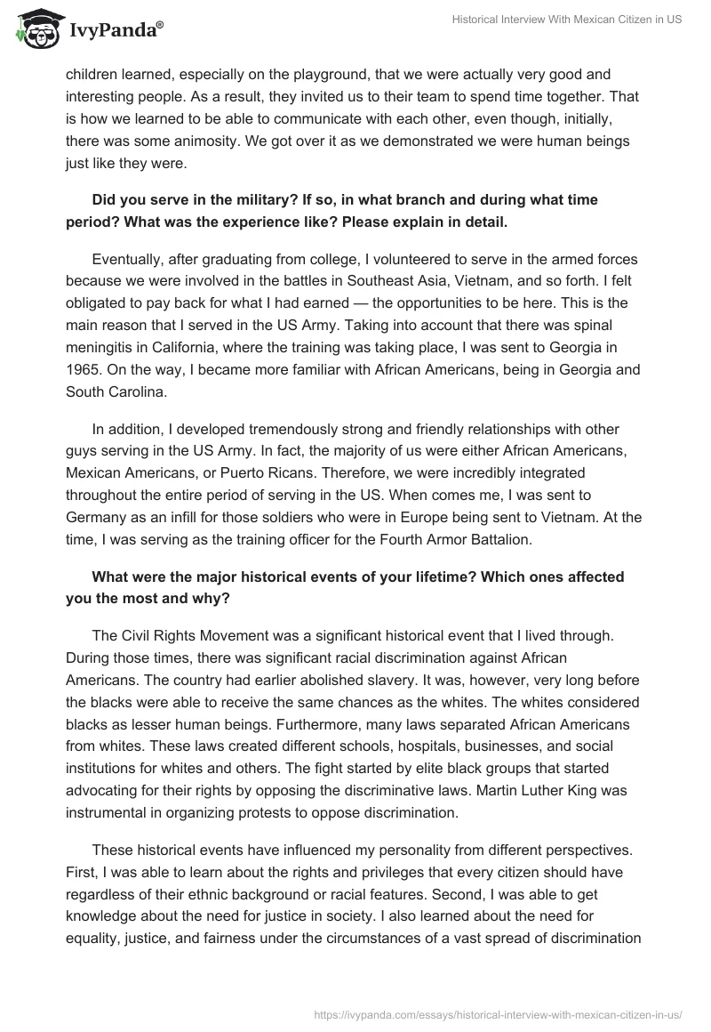 Historical Interview With Mexican Citizen in US. Page 2
