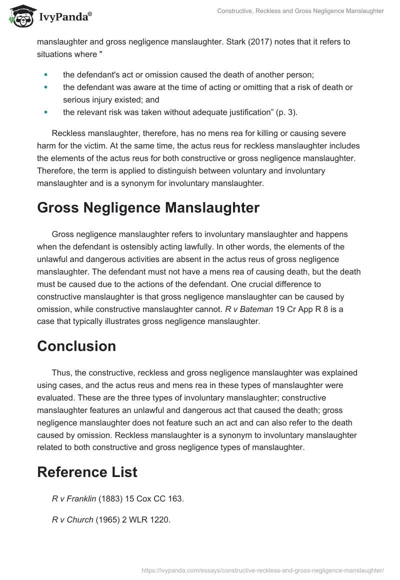 Constructive, Reckless and Gross Negligence Manslaughter. Page 3