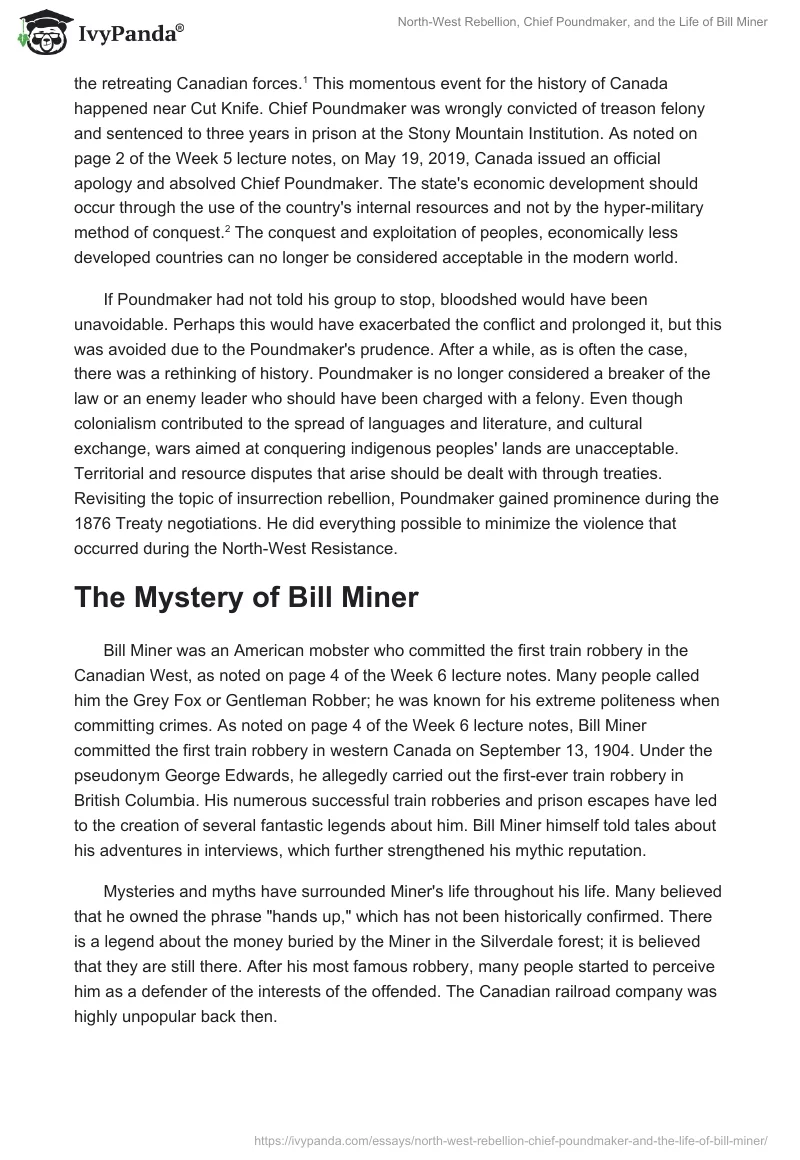 North-West Rebellion, Chief Poundmaker, and the Life of Bill Miner. Page 2